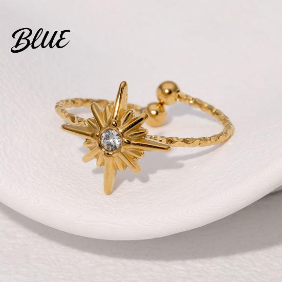 Adjustable Ring Women Finger Eight-Pointed Star Fit Open Multi-width Rings