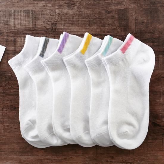 6 Paar Damensocken Buntes Streifenmuster Flacher Bund Schweißabsorbierend Versteckte Knöchelsocken Tägliches Tragen