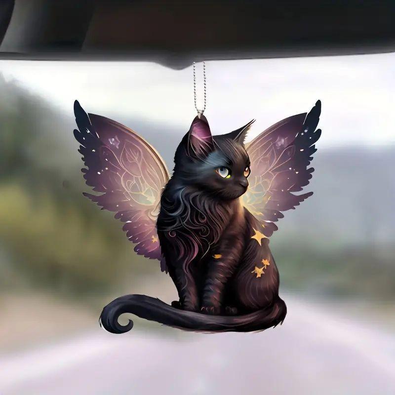 Charming Acrylic Cartoon Cat Car Ornament Perfect For Interior Decoration And Halloween Festivities
