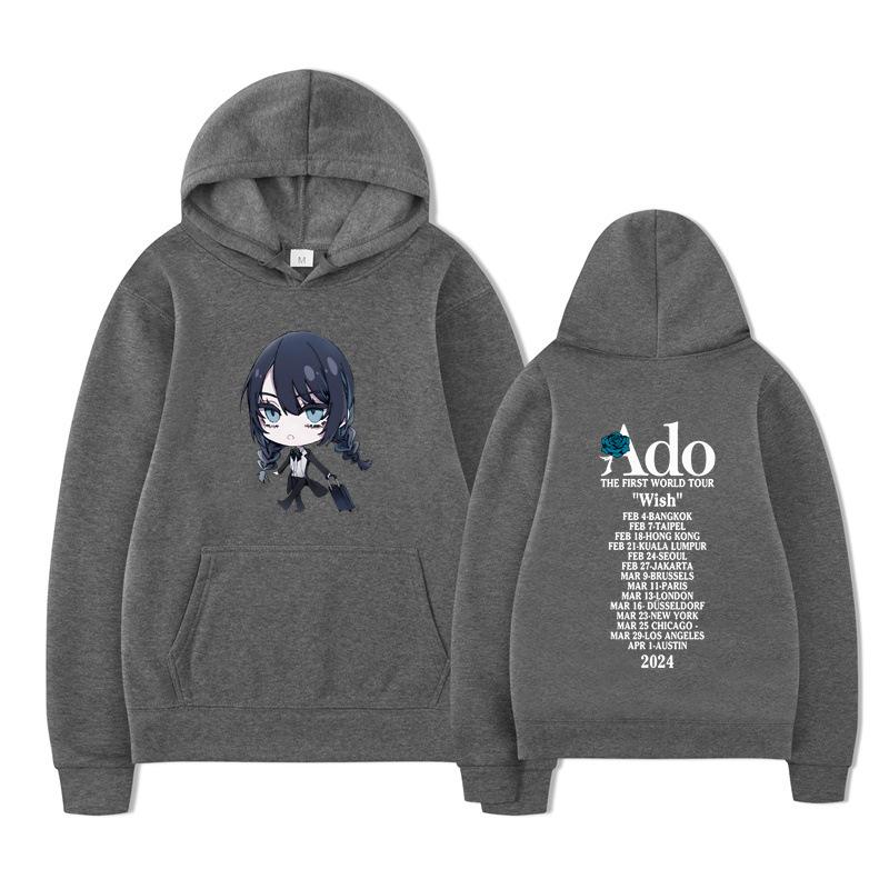 Ado Wish Merch The First World Tour Japan Singer Crewne Men Hoodie Vintage Unisex Pullover Graphic Hoody Tops Clothing