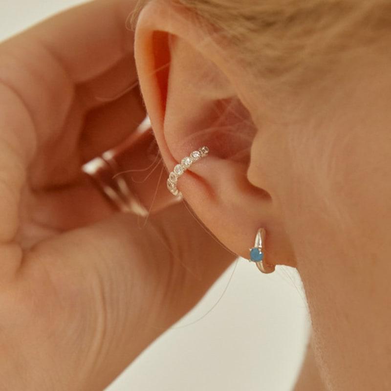 LUNNE Silver Flower Dot Q Ear Cuff #LSE06