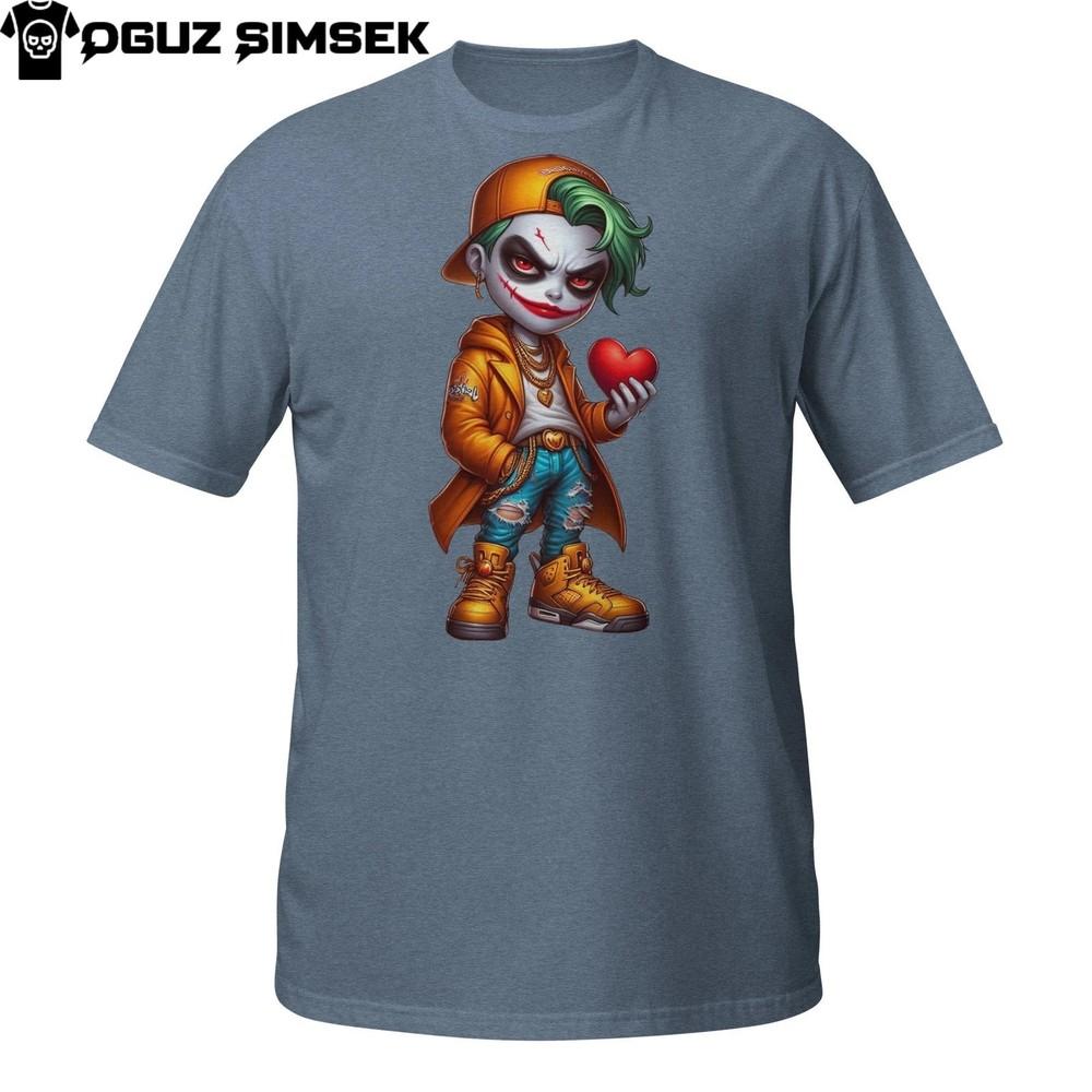 

Halloween Joker T-Shirt – Hip Hop Villain Style Urban Clown with a Heart XL