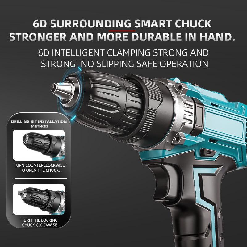 21V Cordless Handheld Drill & Electric Screwdriver with Multifunctional Impact for Home Renovation