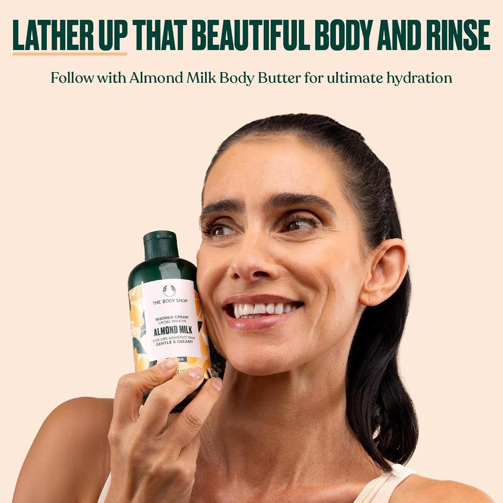The Body Shop Almond Milk Shower Cream 250 ml For Dry Sensitive Skin Gentle Cleanse Soft Comfort Vegan Care