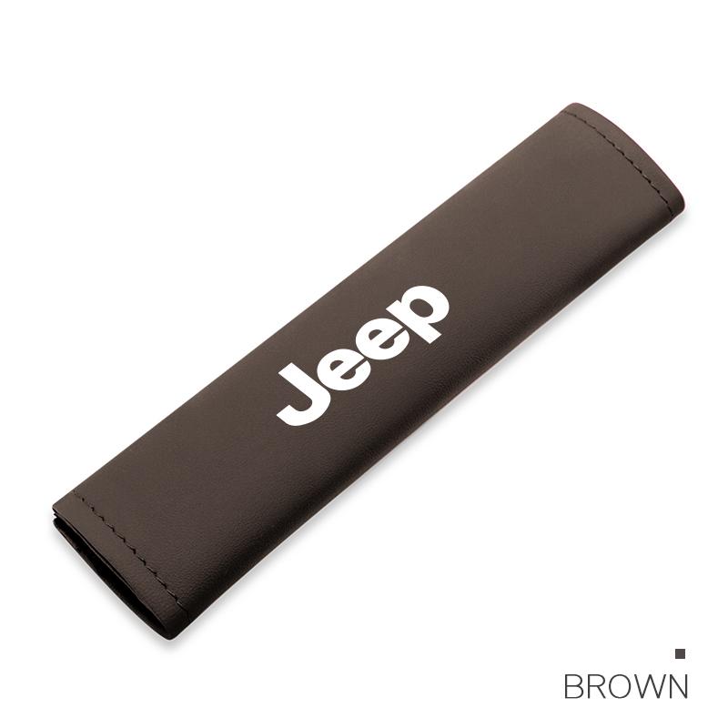 2Pcs Leather Car Seat Belt Shoulder Pad Safety Strap Cover For Jeep Grand Cherokee Wrangler JK Gladiator Compass Renegade Recon AMU1