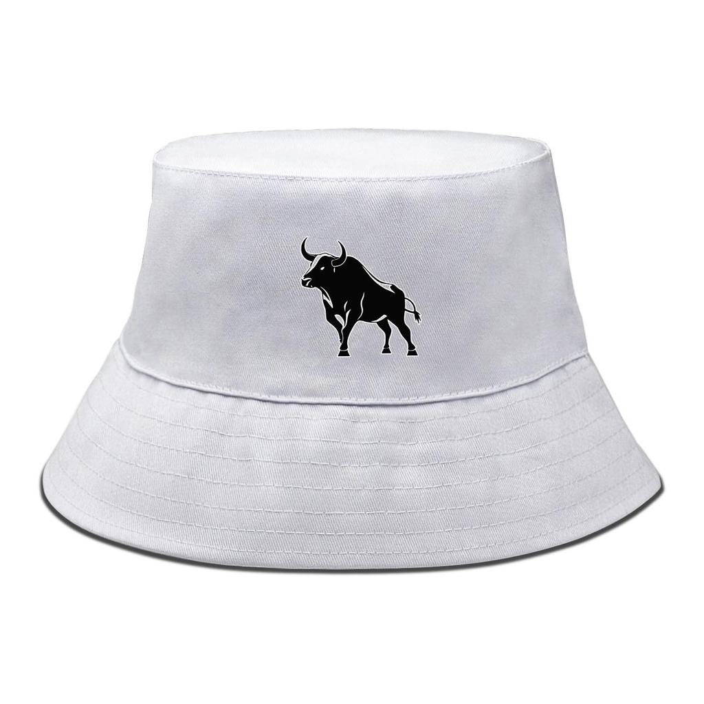 Strong Bull Print Bucket Hat , Animal Fisherman Cap Fit Solid Color Simple Basin Hat