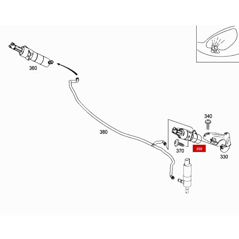 A2048601347 A2048601447 A2048602347 A2048602447 GL K200 GL K350 W204 Telescopic nozzle for cleaning device of left headlight