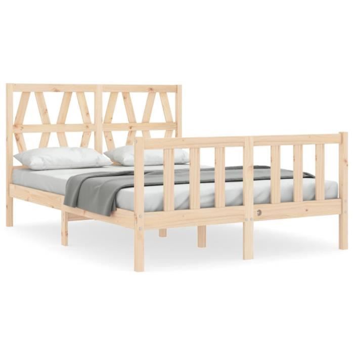 VidaXL Bed Frame with Headboard 140x200 Cm Solid Wood 3192491