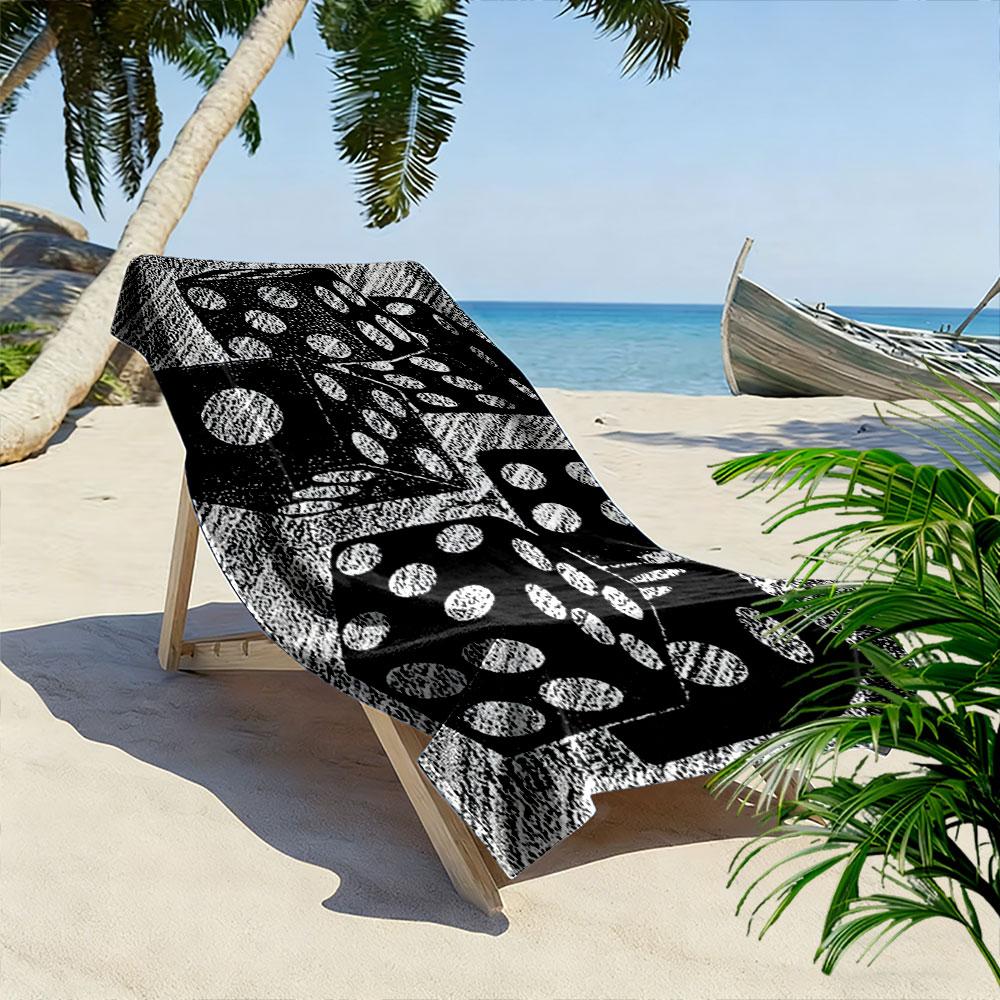 Rolling black dice artistry Print beach towel, quick drying, suitable for travel, outdoor sports, jogging, the beach and swimming, gift