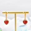 Gold-Plated 925 Sterling Silver Heart Earrings with Natural Southern Red Agate Dangles