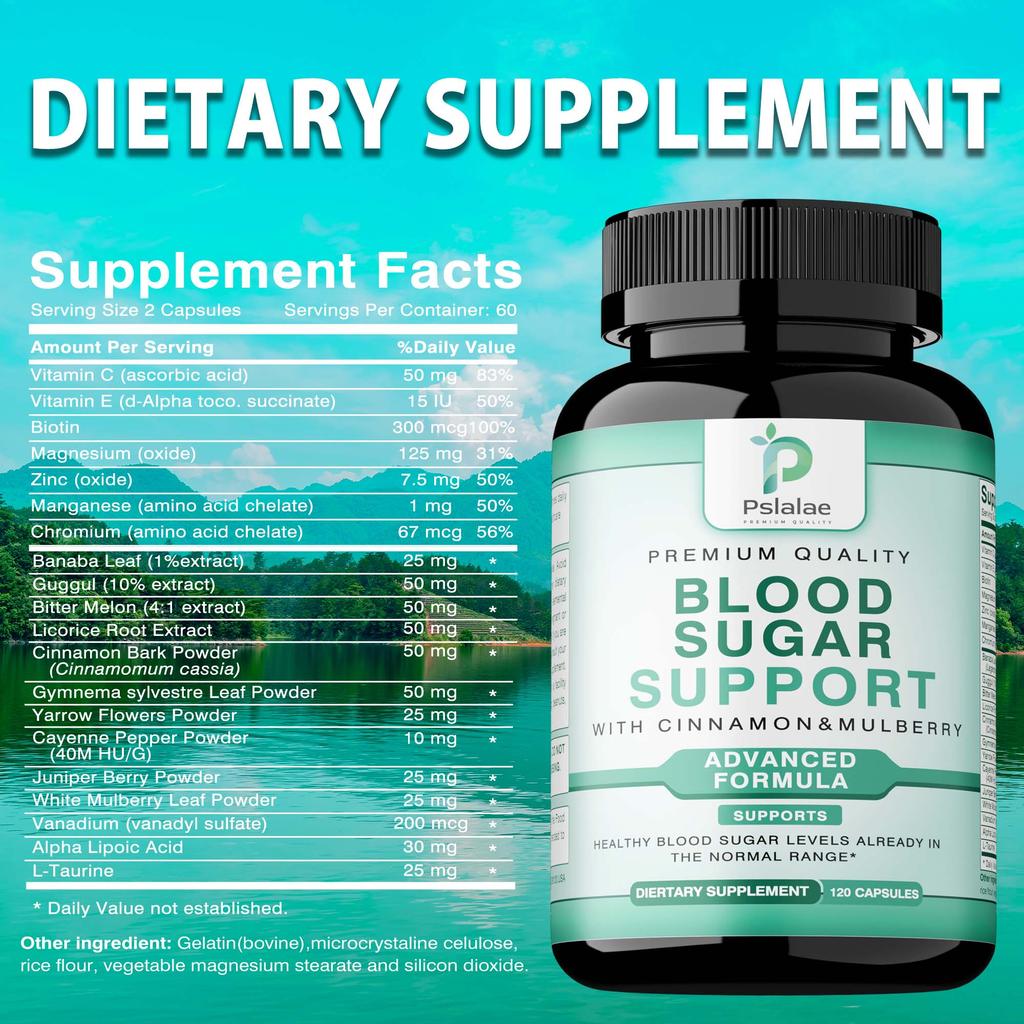 Normal Blood Sugar Support Supplement - Support Blood Sugar Levels Already In The Normal Range - with Cinnamon, Bitter Melon, Chromium, Mulberry