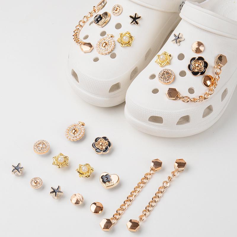 Cute Resin Starfish & Shell Croc Shoe Buckles with High-End Flower Accessories