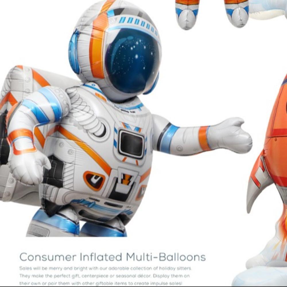 Cartoon Spaceman Rocket Foil Balloons 4D Aluminum Film Balloon  Children's Birthday Party