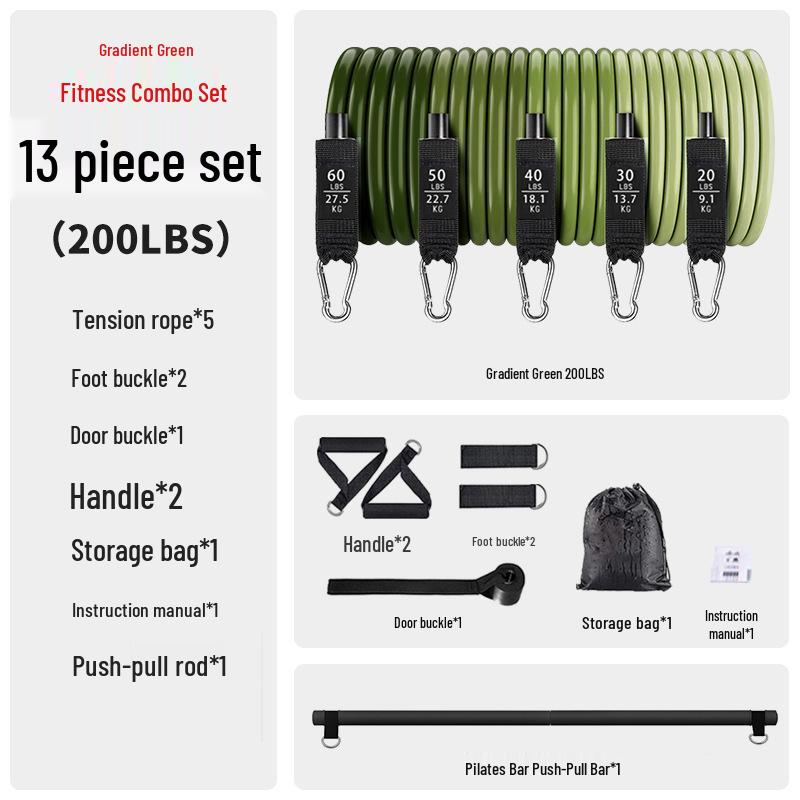 Professional TPE Resistance Band & Push-Pull Bar Set for Fitness and Yoga - Multifunctional Exercise and Auxiliary Elastic Rope