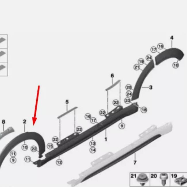 Front Wheel Arch with Parking Sensor for MINI F55/F56 (Part Numbers: 51777403259/51777403252)