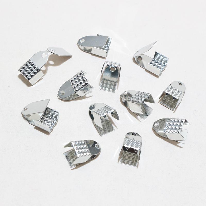 200pcs Cove Clasps Cord End Caps 4/5/6mm Width String Ribbon Leather Rope Clip Tip Fold Crimp Connectors DIY Jewelry Findings