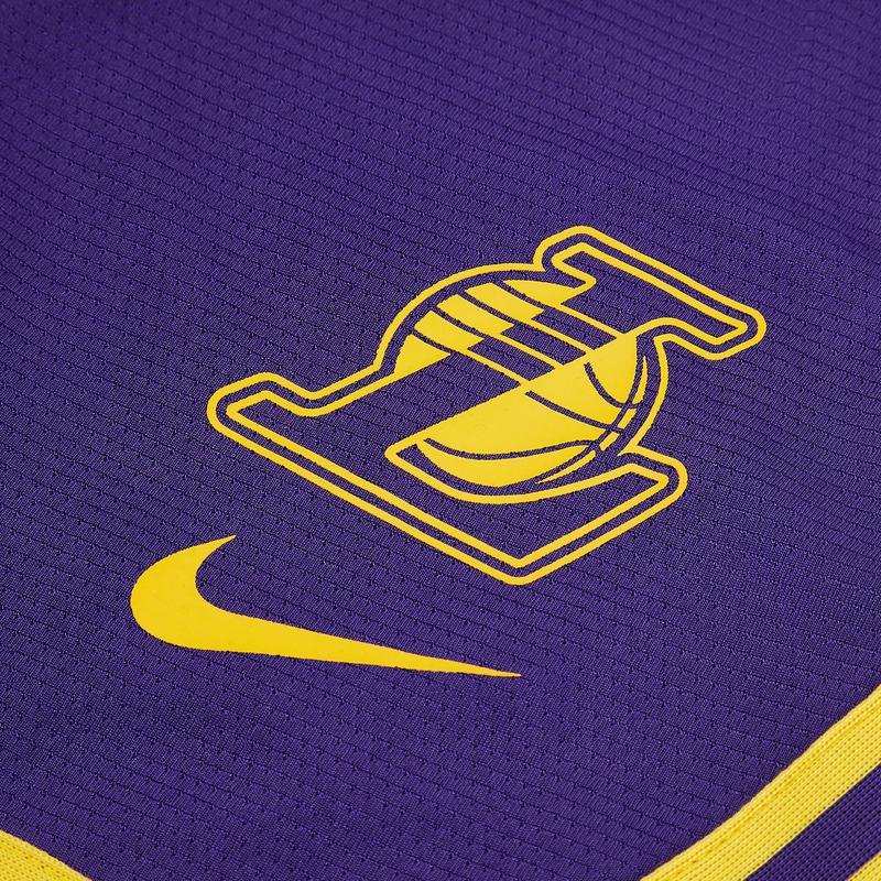 Nike Solid Stripe Los Angeles Lakers Mesh Drawstring Shorts With Logo Print Women Bottoms Purple DR2369-504