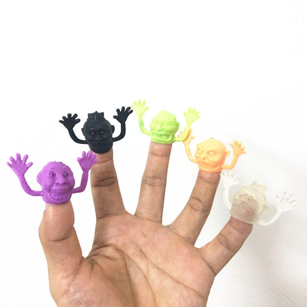 5pcs Ghost Head Ghost Head Finger Toys Plastic Halloween Ghost Finger Puppet Toy  Storytelling