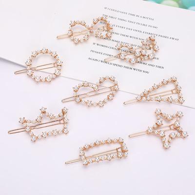 Fashion Crystal Pearl Hair Clip Metal Hairclip Elegant Barrette Bobby Pins Wedding Headwear for Women