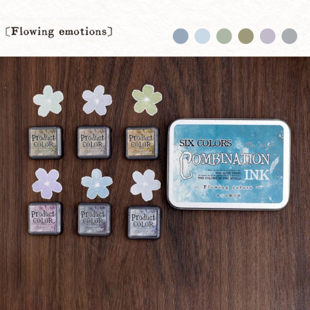 6pcs/set Flowing Color Series Ink Pad Handmade Stamp Pads  for Planner Stamps Scrapbook