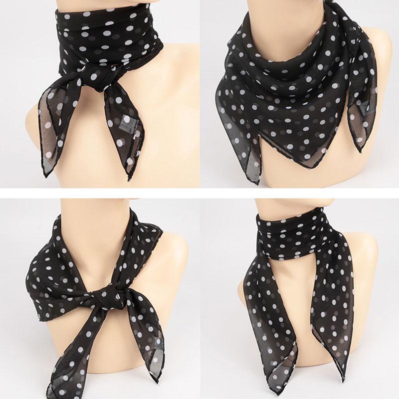 40-65cm Summer Fashion Chiffon polka Dot Scarf Ladies Head Neck square Scarf Shawls Female HAir Ties Bands Neckerchief Shawls