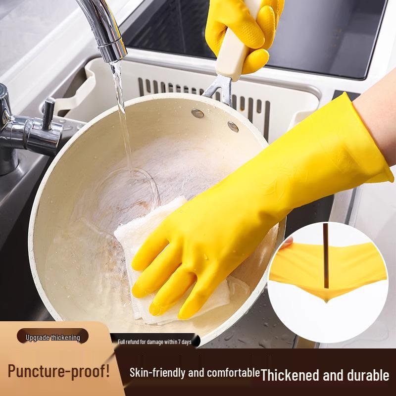 Durable Waterproof Latex Rubber Gloves for Dishwashing & Household Use