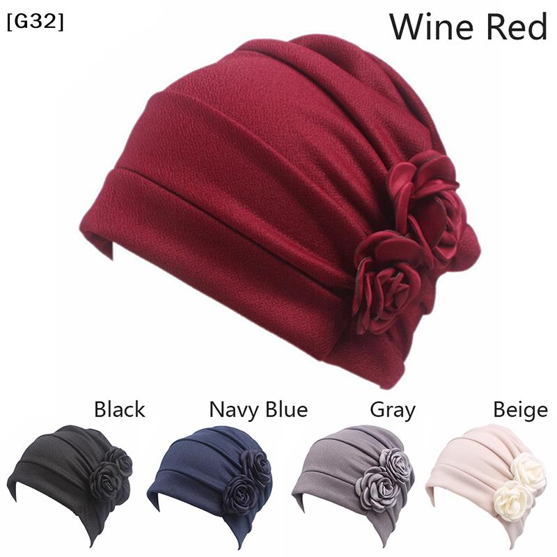 Women'S Elegant Rose Turban Hat, Soft Chemo Head Wrap Cap For Hair Loss, Multiple Colors Available[G32]