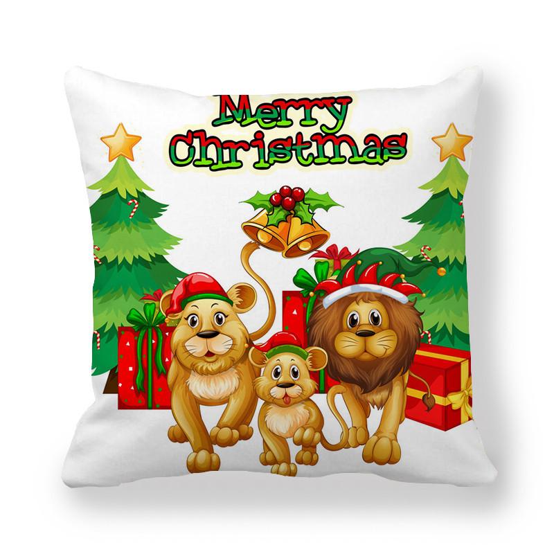 Weihnachts-Niedliche-Katzen-Serie Digitaldruck Kurzer Plüsch Kissenbezüge Dekorativ für Auto Sofa Büro Kissenbezug Haushaltswaren