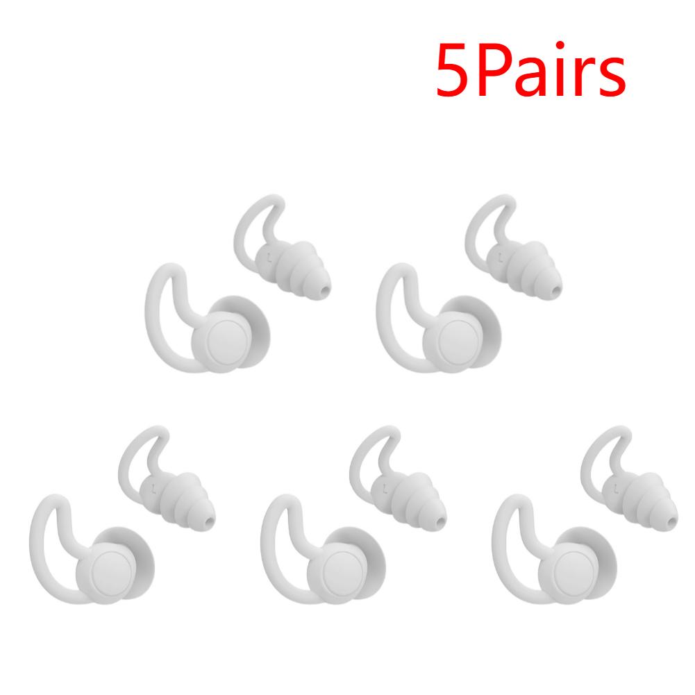 5 Pairs Silicone Ear Plugs Sound Insulation Soft Reusable Noise Cancelling Hearing Protection Waterproof Sleeping Swim Earplugs
