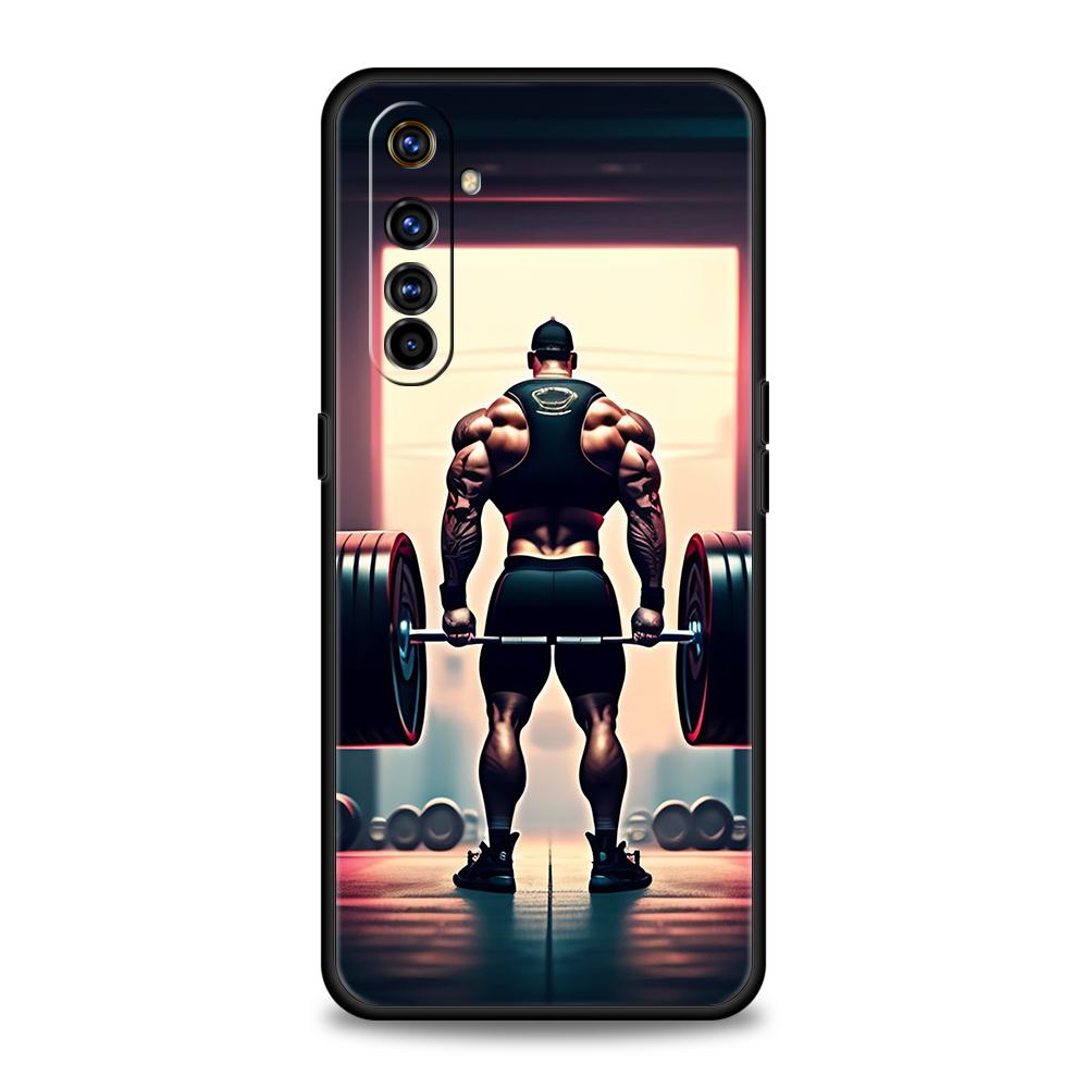 

Barbell Deadlift Fitness Phone Case for Realme 8 9 Pro Plus 8i 9i 6 7 GT2 C21 C25 C3 C11 11 Pro 5G Plus Shockproof Silicon Shell realme 6 pro
