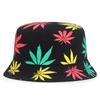 Black Leaf Bucket Hat Summer Coconut Tree Unisex Simple Bob Caps Hip Hop Gorros Men Women Panama Cap Beach Fishing Boonie Sunhat