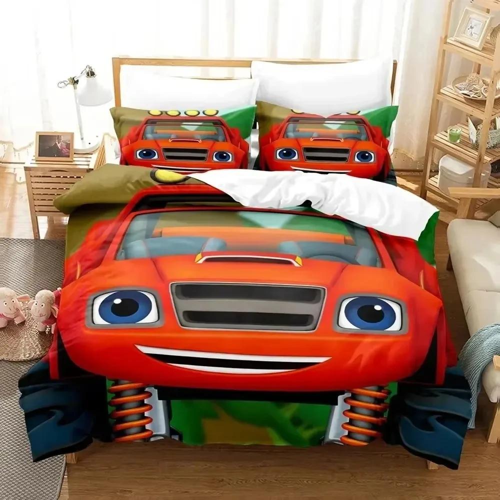 3D Print Blaze N Monster Machines Bedding Set Cartoon Duvet Cover Double Twin Full Queen King Adult Boys Bedclothes Quilt Cover