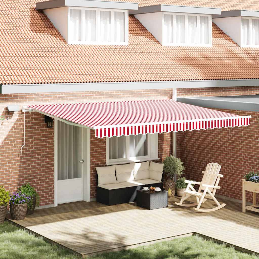 Retractable Awning Red and White 450 X 300 Cm