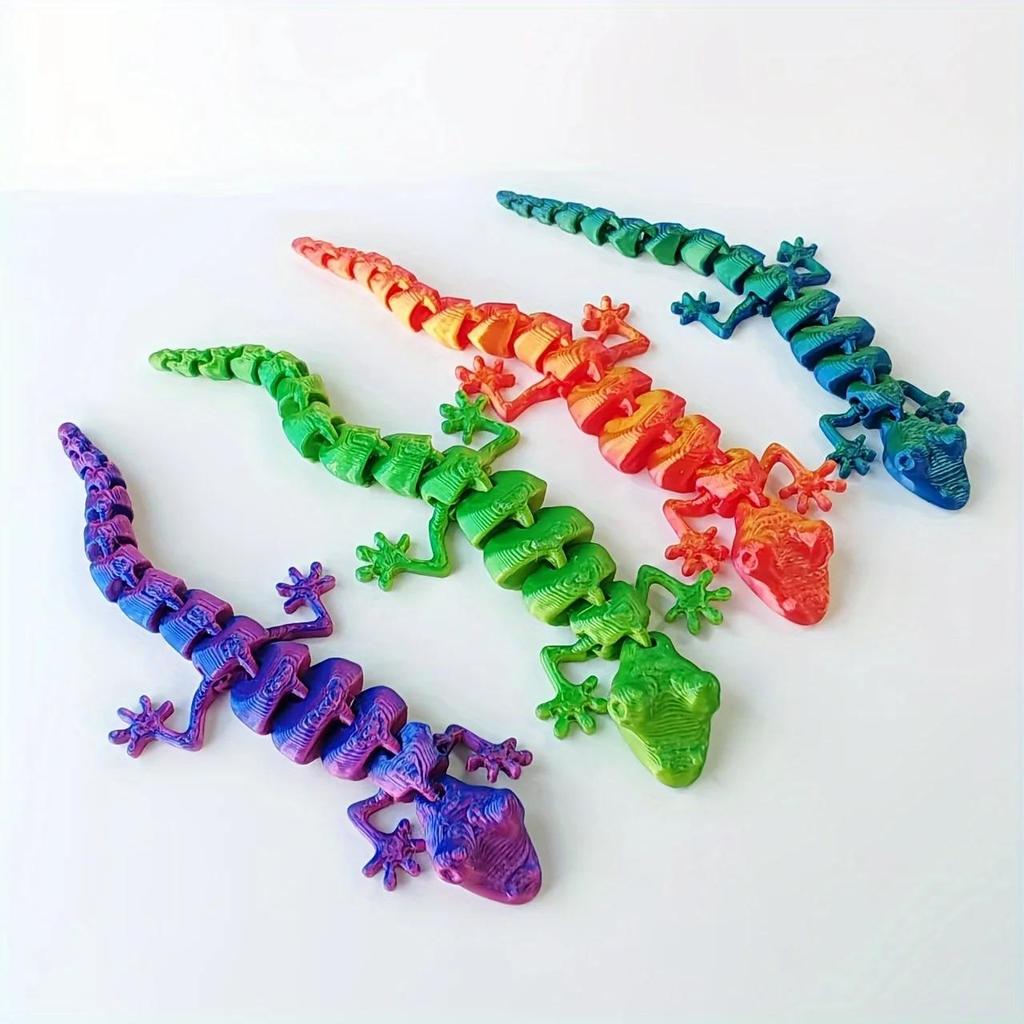 3D printed gecko articulated reptile decoration for home office mini animal model collectible creative children's toy gift