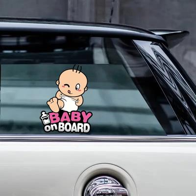 Baby On Board Car Warning Sticker Winking Baby Graphics Decal for Car Window Safety Reminder Car Decals
