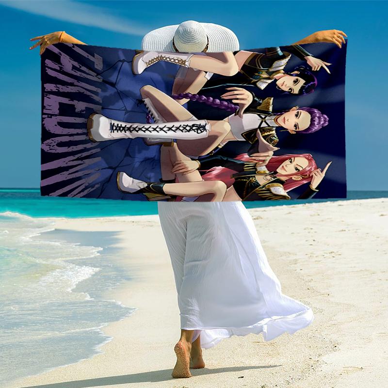 KPOP Hunter Fashion Beach Towel: Ideal for Summer Adventures Soft, absorbent and quick drying suitable for swimming and bathing