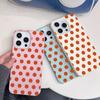 Mint Orange Polka Dot Leather Texture Soft Case for iPhone 17 17E 16 15 14 13 12 11 Pro Max Minimalist Shockproof Cover