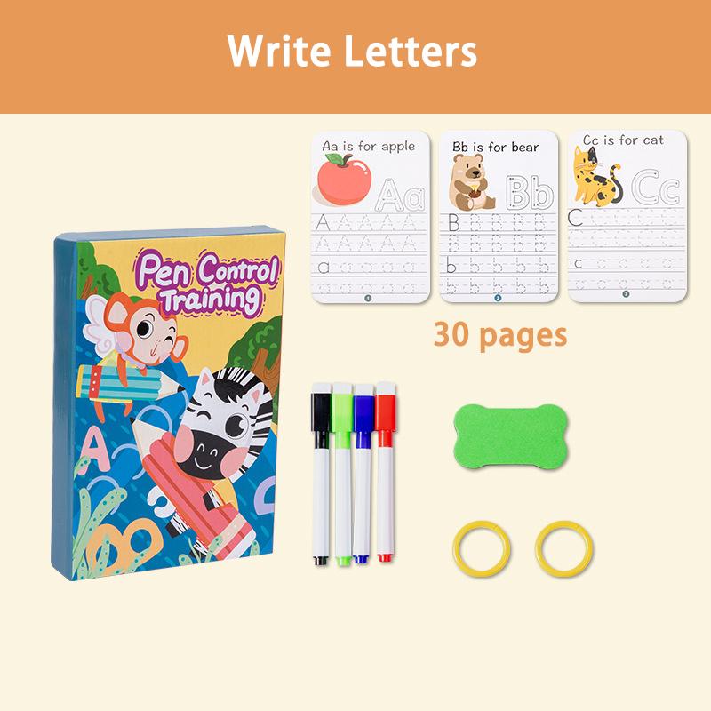 Toddlers Pen Control Books Montessori Learning Toys Tracing Writing Painting Wipe Off Activity Workbook Parish Educational Toys