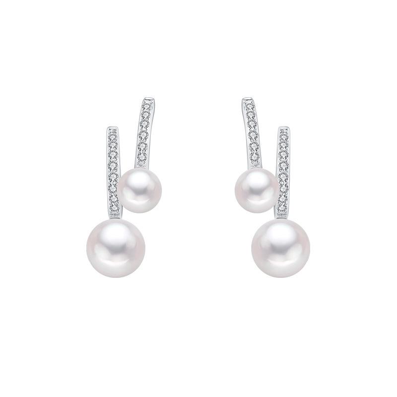 Pearl Stud Earrings for Women - S925 Sterling Silver, Unique Design 925 Sterling Silver