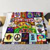 Psychedelic Peace & Love Tie-Dye Throw Blanket - 1960s Counterculture Aesthetic, Vibrant Neon Colors, Perfect for Boho Decor, Pe