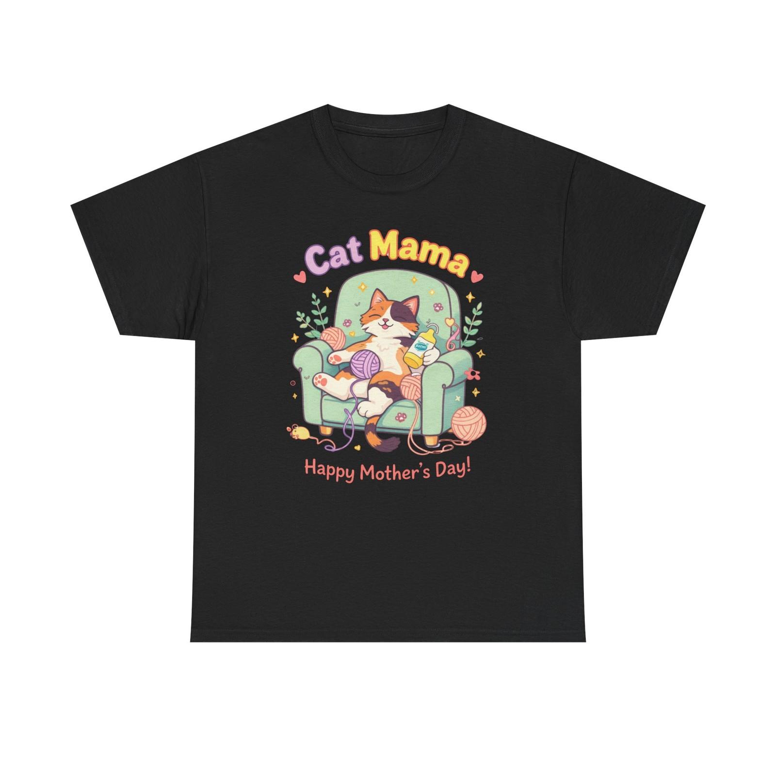 Cat Mama illustration T-Shirt | Mother s Day kitten mom tee 4XL