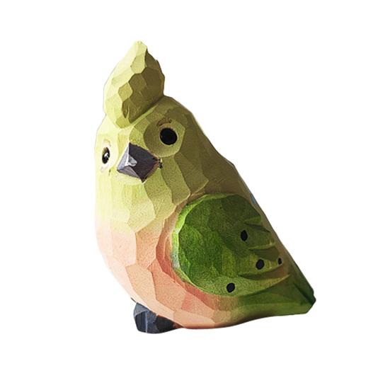 Hand-Carved Bird Sculpture Solid Wood Ornaments Miniature Desk Decor for Home Study Office Room Cute Gift for Bird Lovers