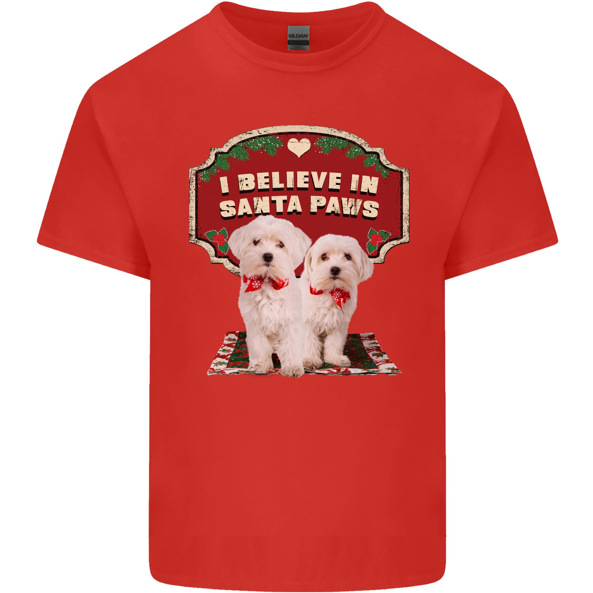 Christmas Maltese Funny Santa Paws Xmas Unisexs Light Cotton TShirt S