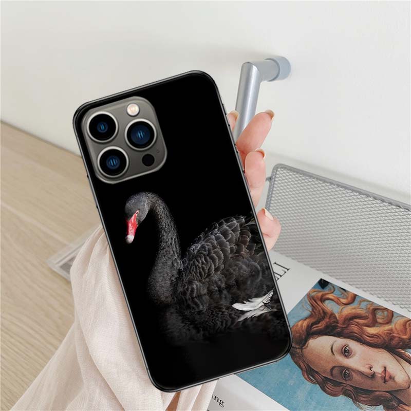 Cygne Noir Phone Case For Iphone 17 Air 16 15 Pro Max 14 Plus 16E Coque 13 Pro 12 Mini 11 Clear Cover Silicone Cute Shell Soft C