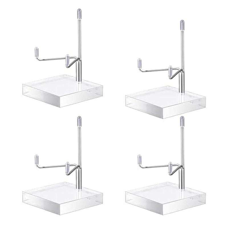 AEE2-4 Pcs Adjustable Metal Arm Display Stand Easel With Acrylic Base Rock Display Easel Holder Acrylic Easel Silver Durable серебряный