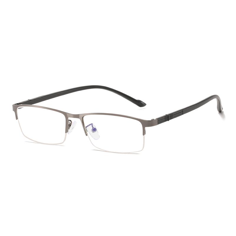 

Metal Half-Frame Blue Light Blocking Reading Glasses Men Square Reader Eyeglasses Fashion Women Presbyopic Glasses +1.0 To +4.0 +3.5