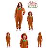 Christmas Gingerbread Man Cosplay Costume Kids Adult Hooded Jumpsuits