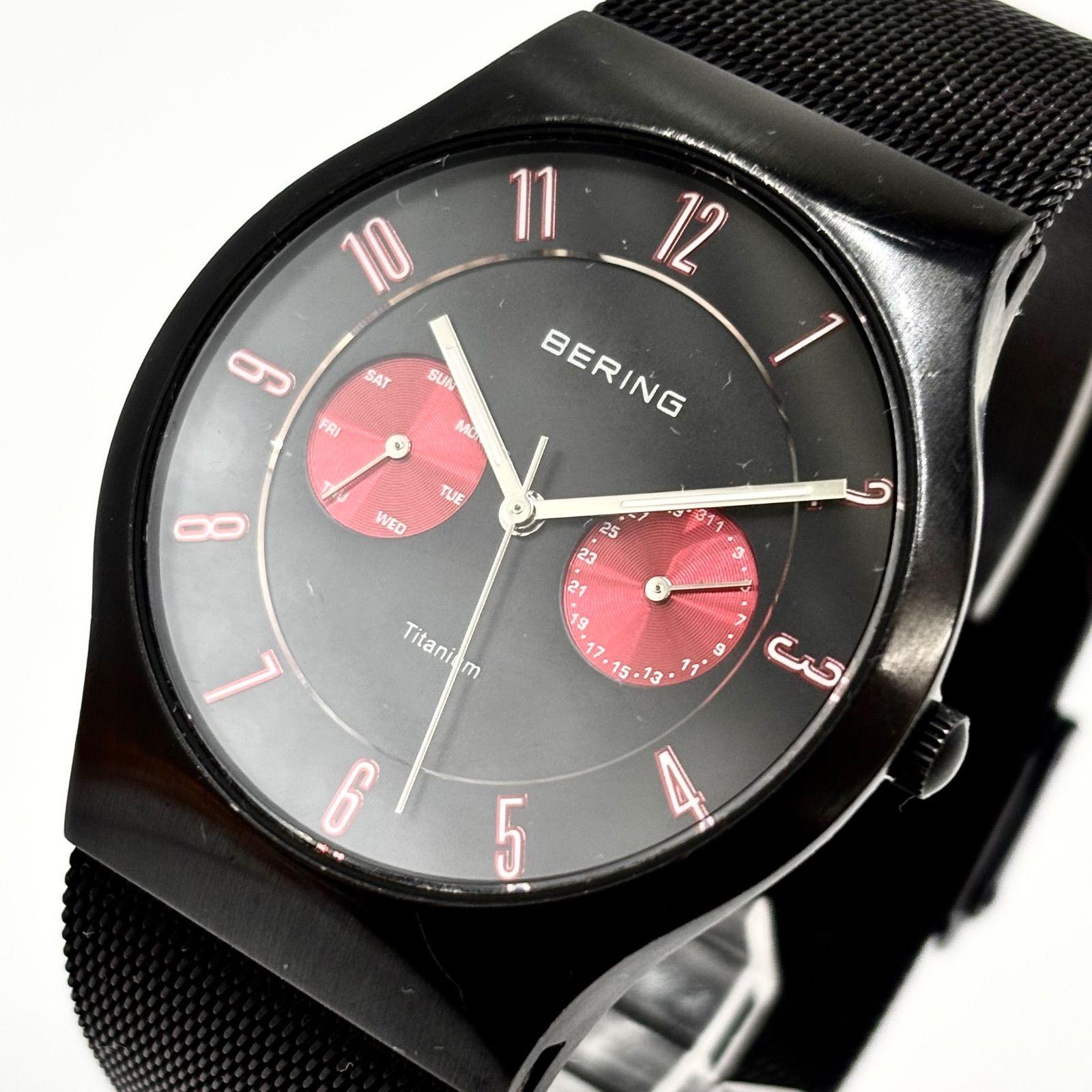 Used [In working condition/Good condition] BERING Black Dial Quartz Mesh Band Men s