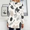 Women Plus Size Round Neck Long Sleeve Abstract Printed Loose Longline T Shirt With Pockets