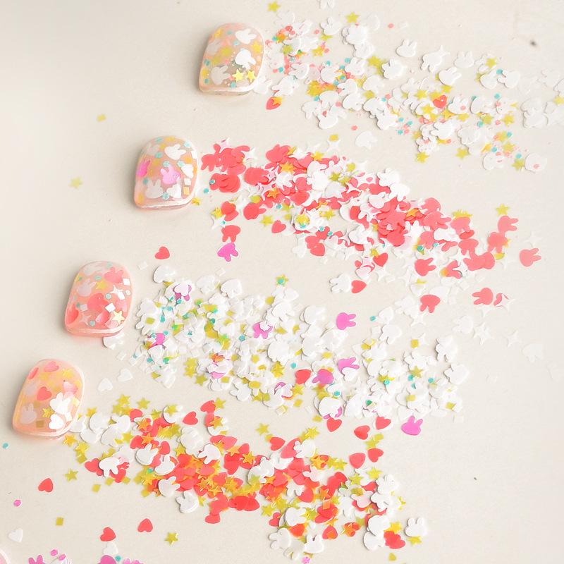 Nagelkunst Mix Glitzer Pailletten: Hasen-, Herz-, Sternenstaub- & Feen-Designs